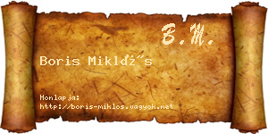 Boris Miklós névjegykártya